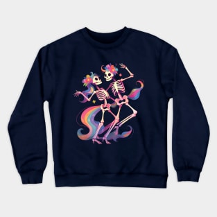 Dancing Skeleton Rainbow Romance Crewneck Sweatshirt